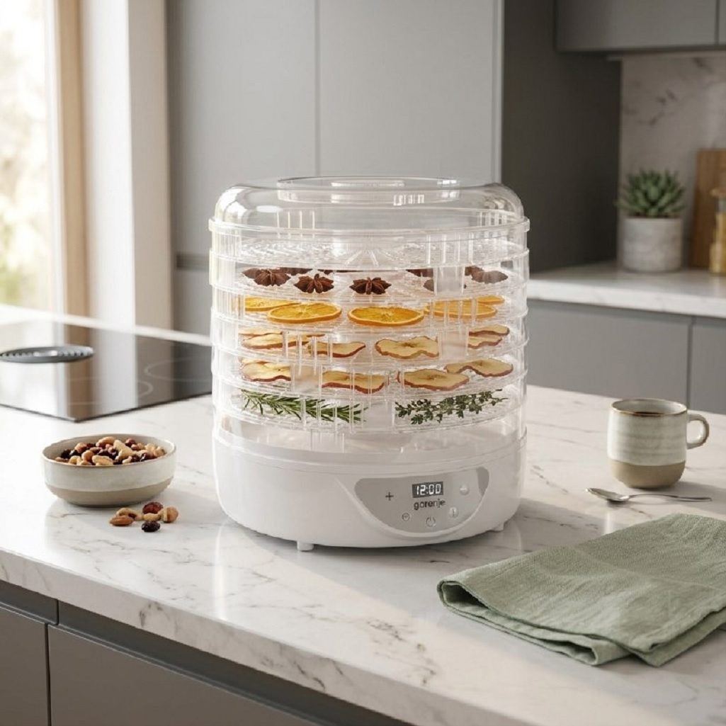 Сушилка для овощей и фруктов Gorenje FDK24DW, 5 поддонов, 380 Вт, белый