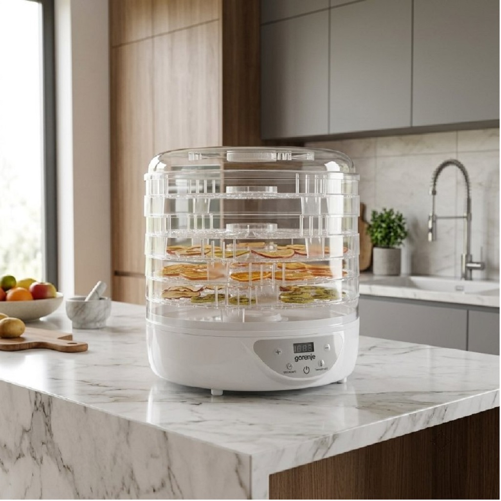 Сушилка для овощей и фруктов Gorenje FDK24DW, 5 поддонов, 380 Вт, белый