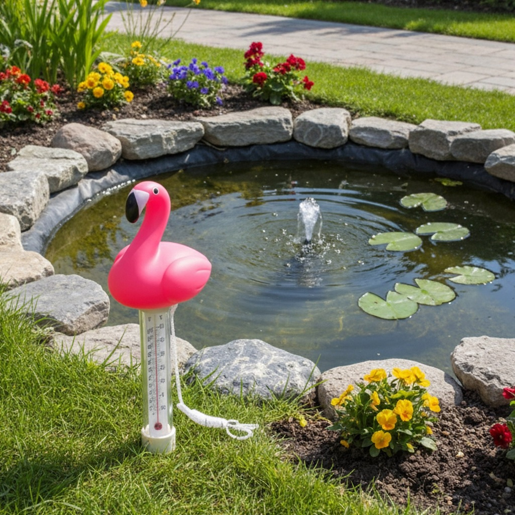 Термометр спиртовой Фламинго, плавающий, для бассейна, розовый