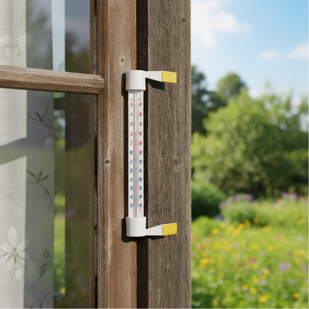Термометр наружный Еврогласс Престиж, оконный, на липучке, для измерения температуры