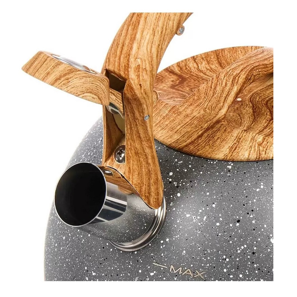 Чайник нержавеющая сталь Катунь soft touch Гранит, 447815, со свистком, серый, индукция, 2.8 л