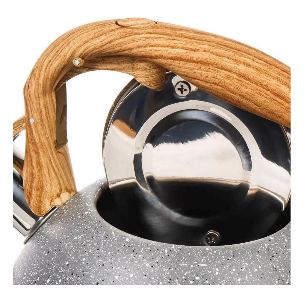 Чайник нержавеющая сталь Катунь soft touch Гранит, 447815, со свистком, серый, индукция, 2.8 л