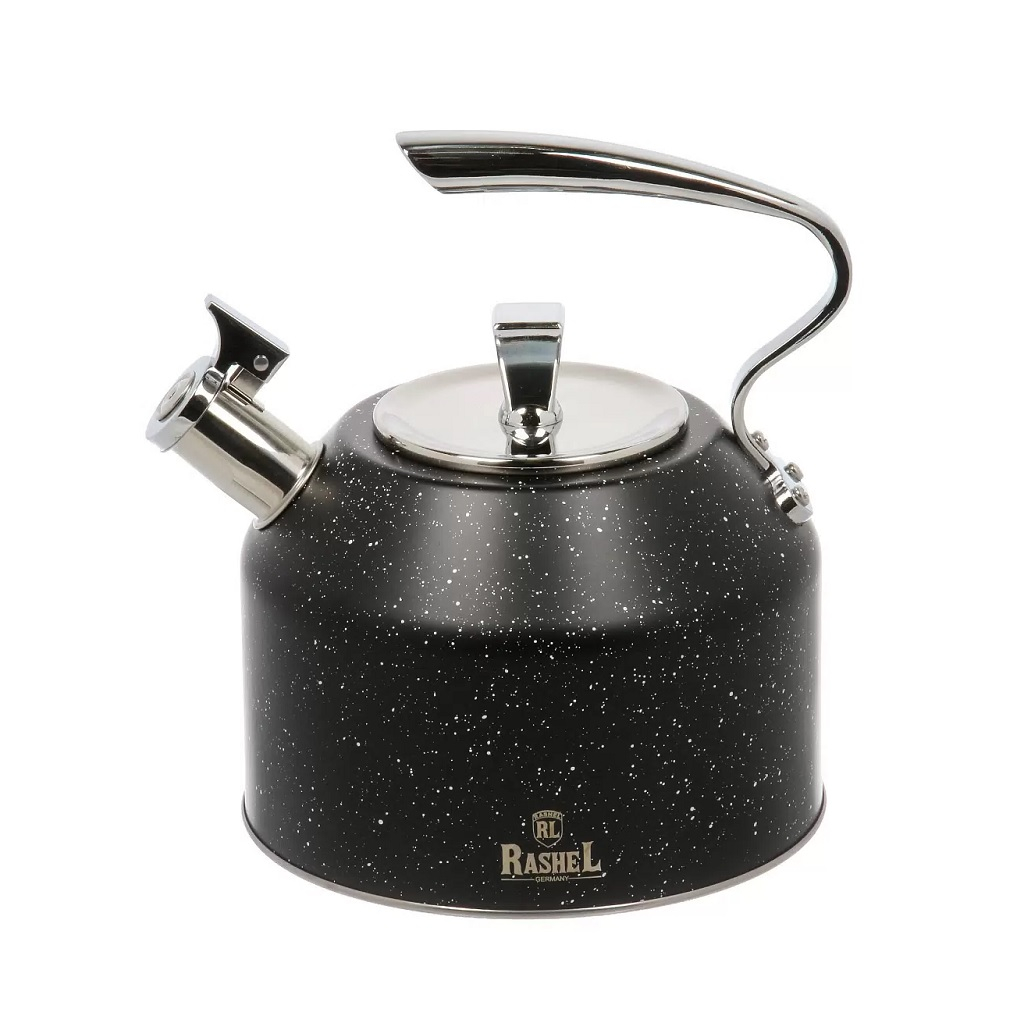 Чайник Rashel R-7831, 516155, нержавеющая сталь, со свистком, индукция, черный, 3 л
