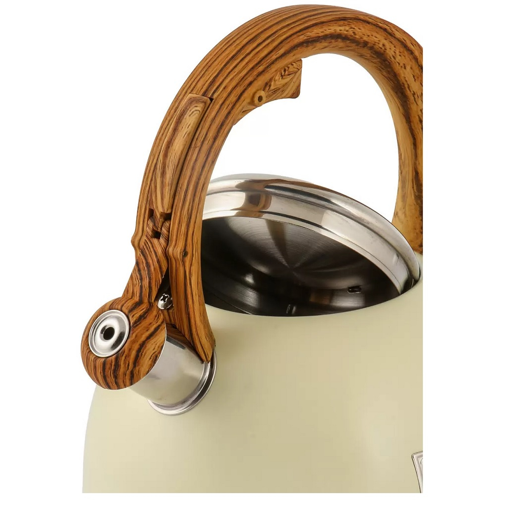 Чайник нержавеющая сталь Daniks GS-04083C 480191, со свистком, слоновая кость, индукция, 3.4 л