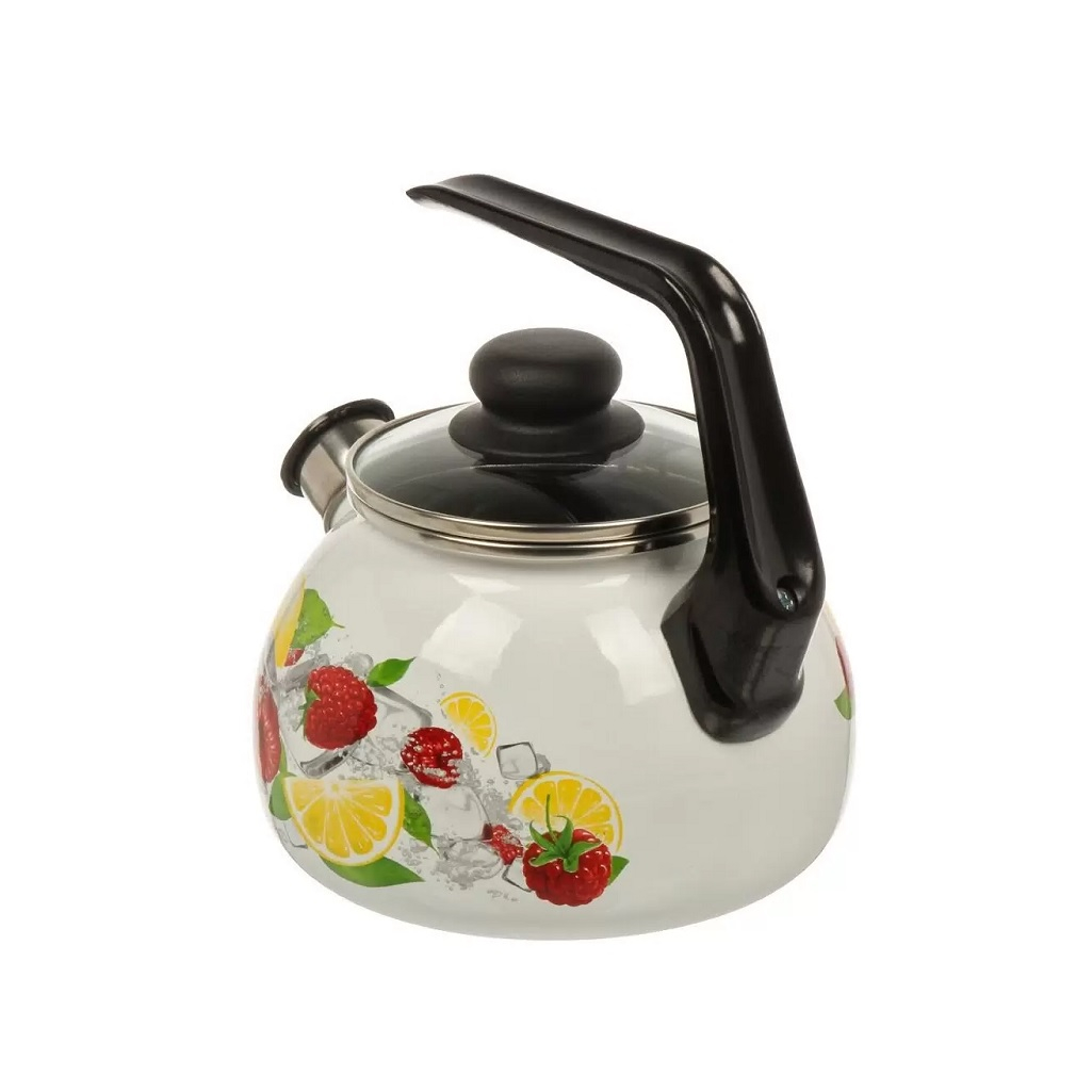 Чайник эмалированный СтальЭмаль, Лимон 506138, со свистком, ручка консольная, индукция, 2 л