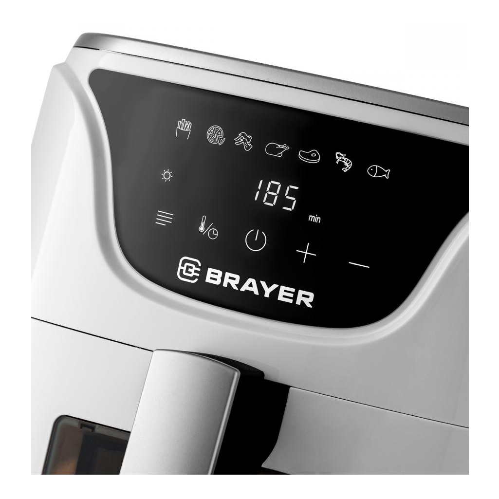 Аэрогриль Brayer BR2036WH, съемная решетка, таймер, LCD-дисплей, 7 программ, 5 л, 1500 Вт