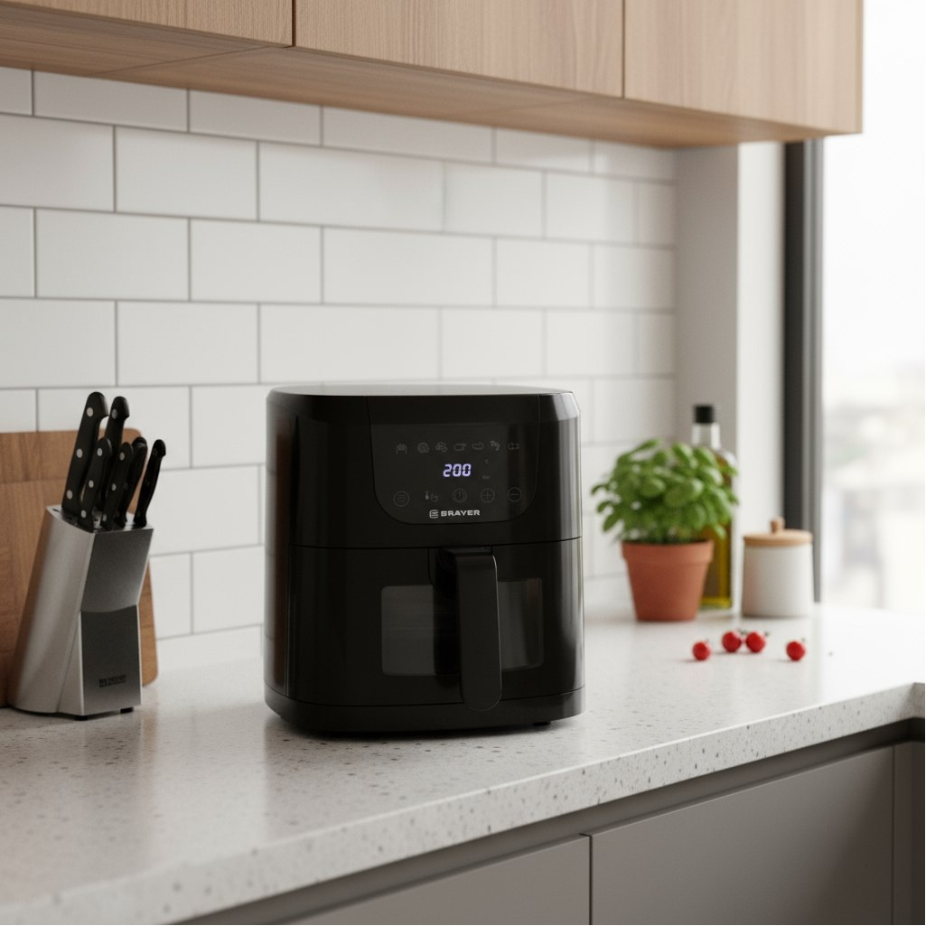 Аэрогриль Brayer BR2045, съемная решетка, таймер, LCD-дисплей, 7 программ, 5 л, 1500 Вт