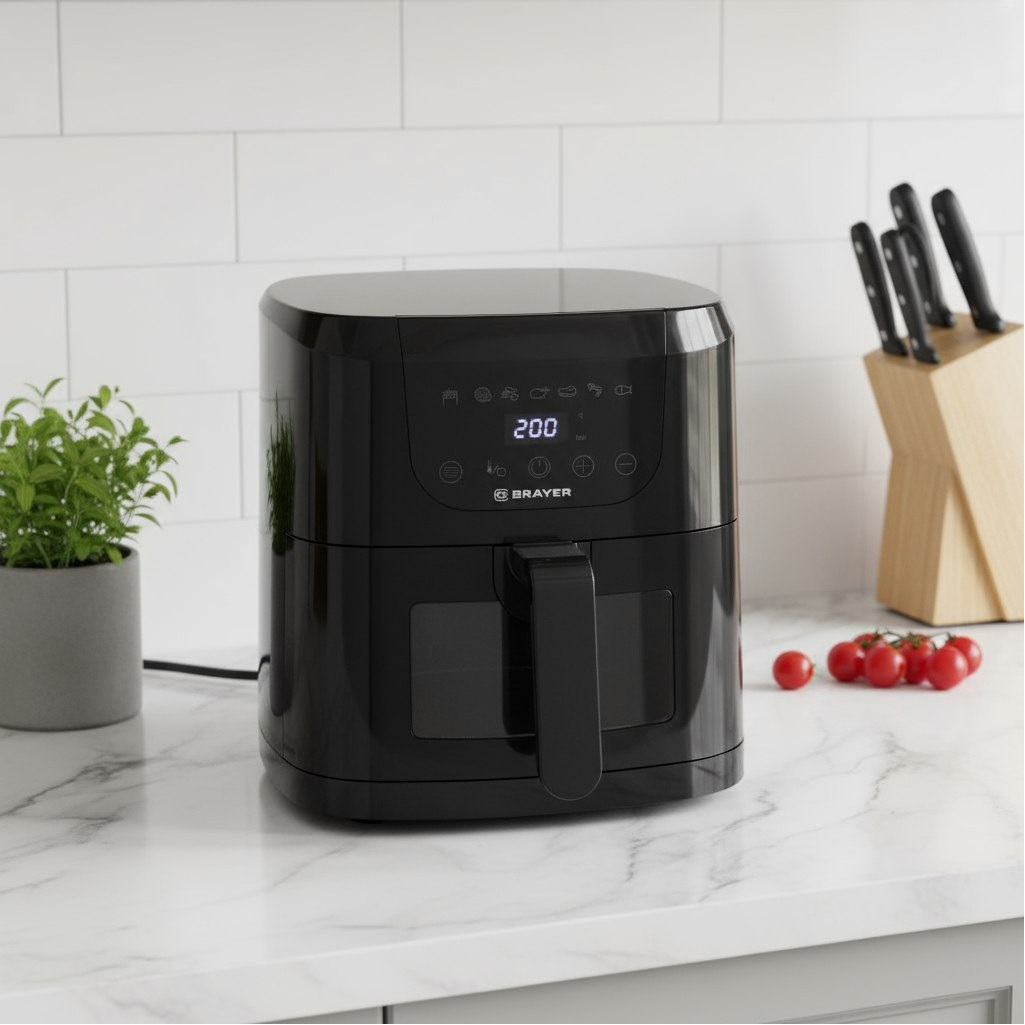 Аэрогриль Brayer BR2045, съемная решетка, таймер, LCD-дисплей, 7 программ, 5 л, 1500 Вт