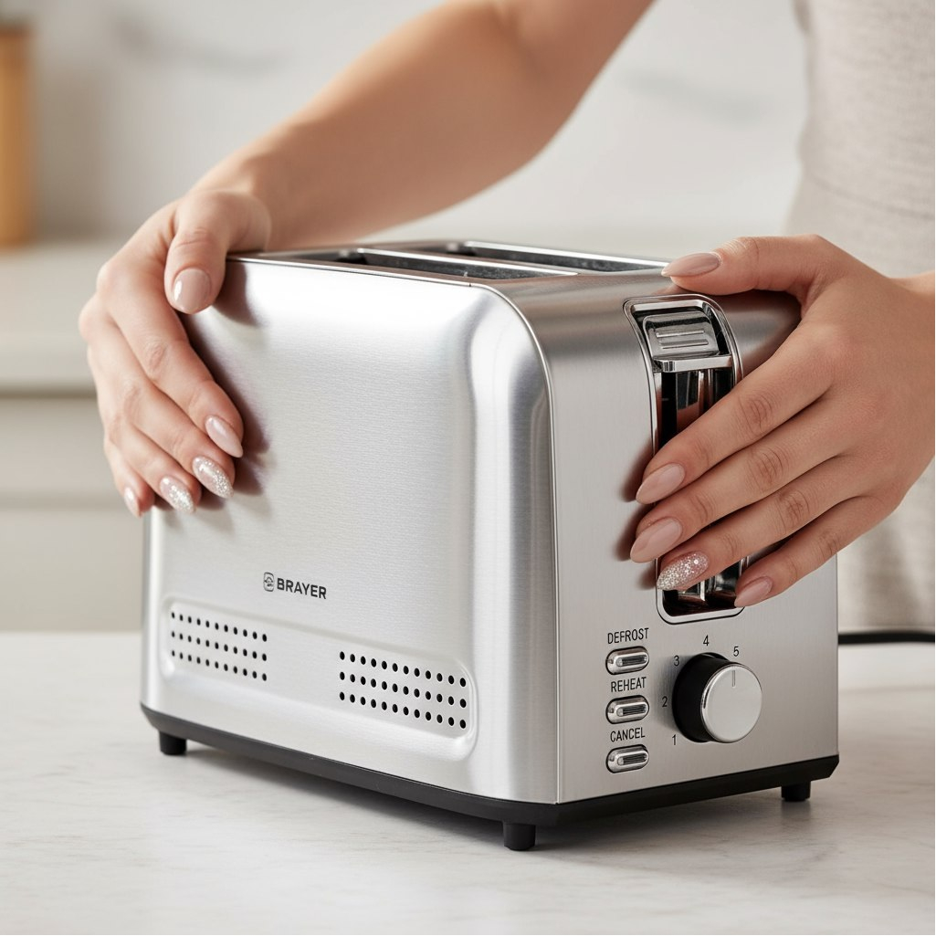 Тостер Brayer 2110BR, 7 режимов работы, съемный поддон, сталь, 850 Вт