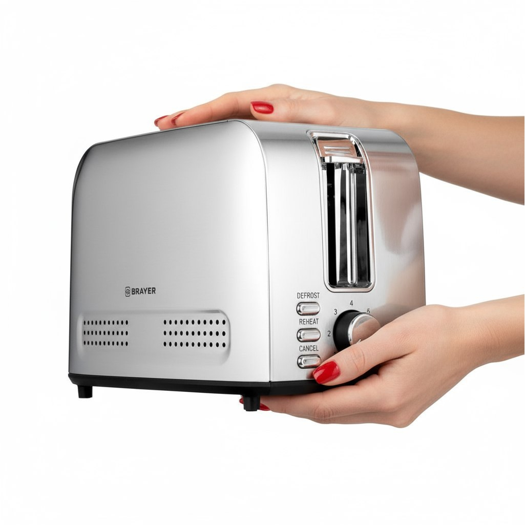 Тостер Brayer 2110BR, 7 режимов работы, съемный поддон, сталь, 850 Вт
