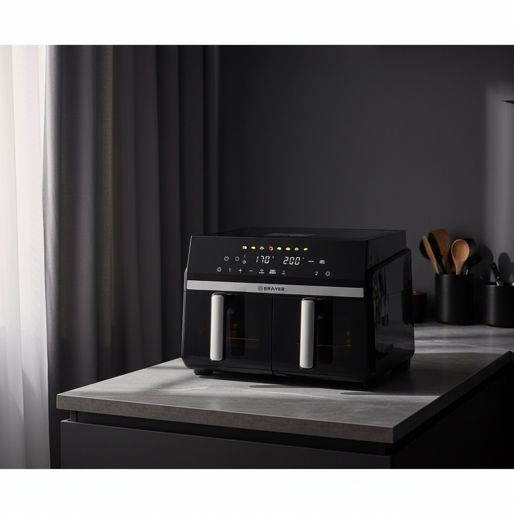 Аэрогриль Brayer BR2050, съемная решетка, таймер, LCD-дисплей, 8 программ, 10 л, 2200 Вт