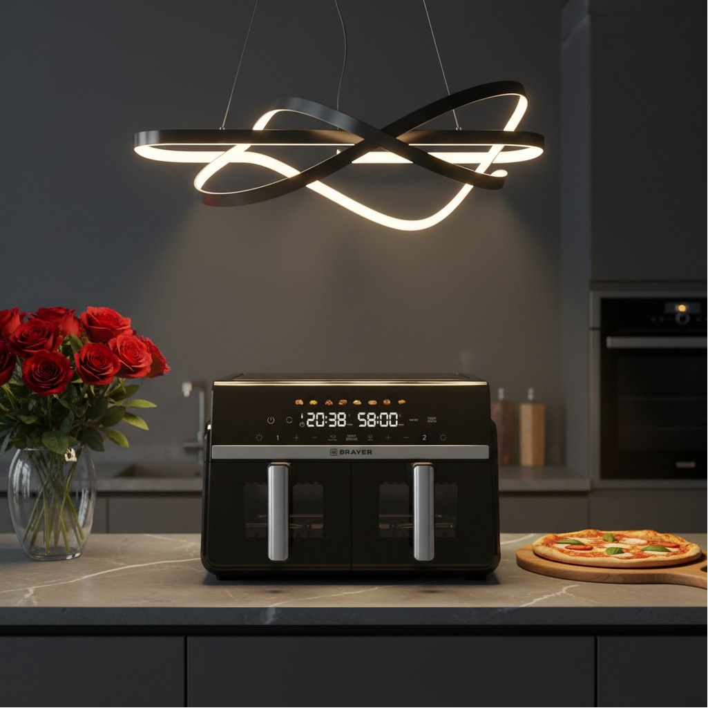 Аэрогриль Brayer BR2050, съемная решетка, таймер, LCD-дисплей, 8 программ, 10 л, 2200 Вт