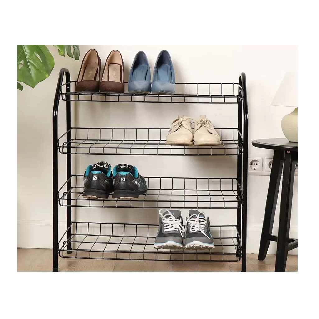 Этажерка для обуви Nika ЭТ1-Ч, 4 полки, металлическая, разборная, 280х660х700 мм, черная
