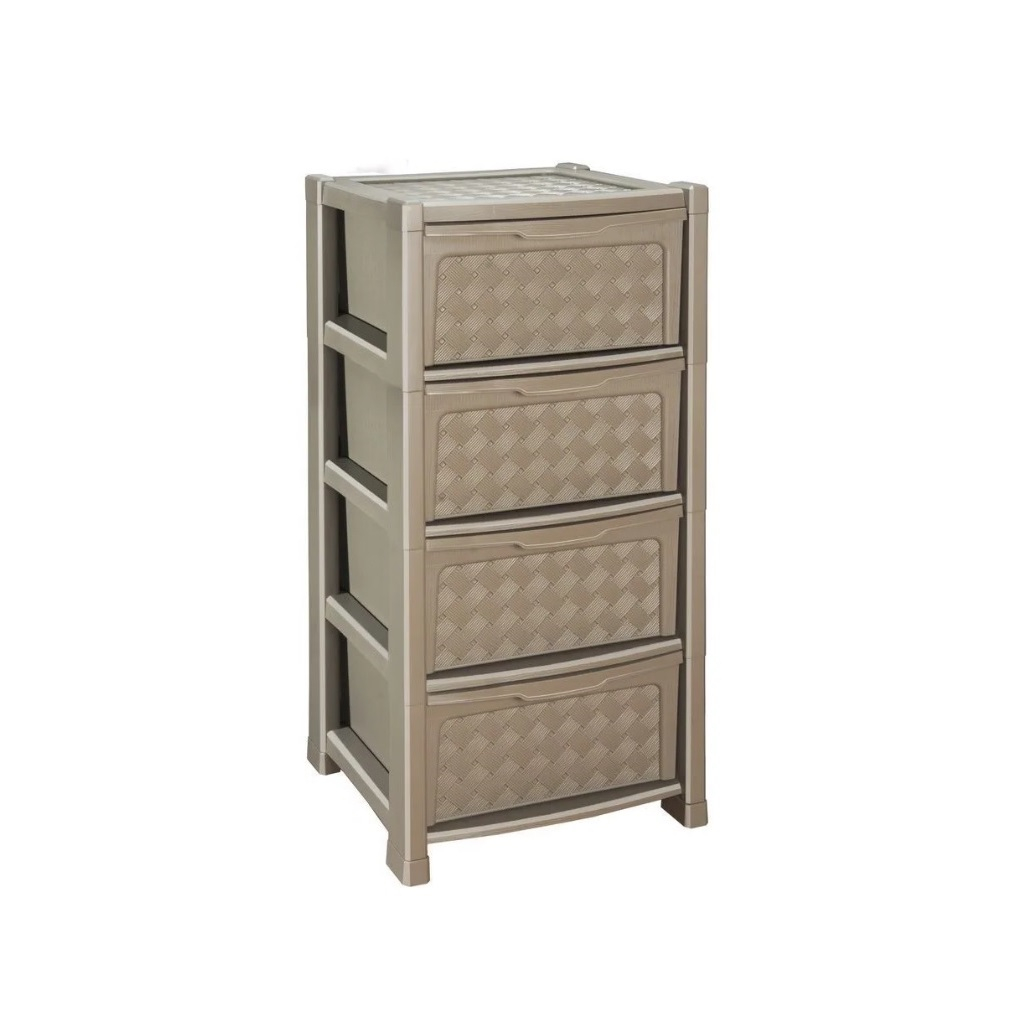 Комод Эльфпласт Виола, 4 выдвижных ящика, пластиковый, 390х390х825 мм, цвет в ассортименте