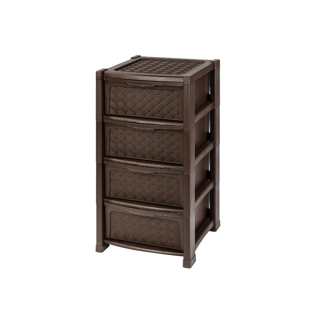 Комод Эльфпласт Виола, 4 выдвижных ящика, пластиковый, 390х390х825 мм, цвет в ассортименте