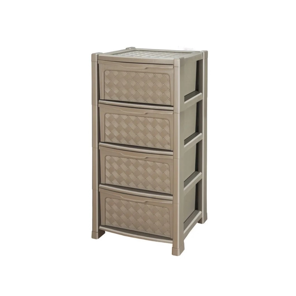 Комод Эльфпласт Виола, 4 выдвижных ящика, пластиковый, 390х390х825 мм, цвет в ассортименте