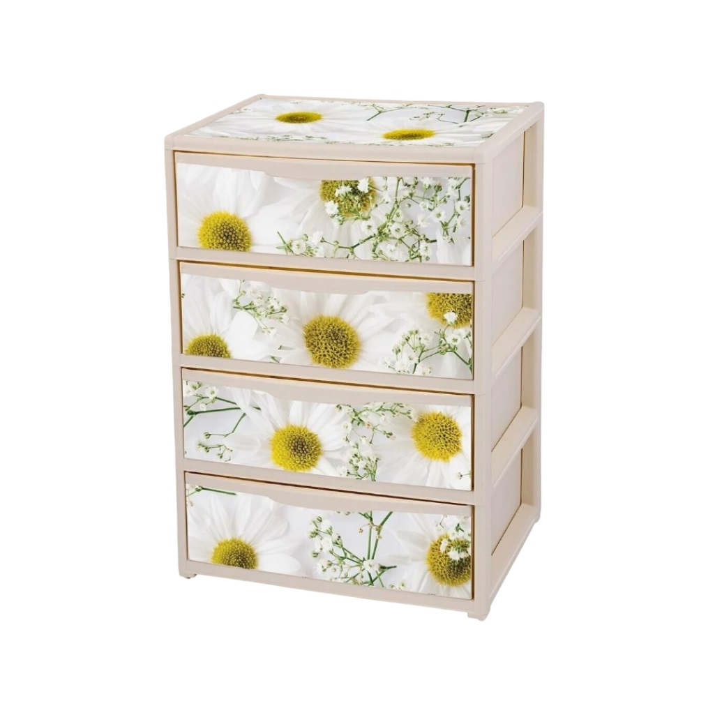 Комод ЭльфПласт Elegance 444, 4 ящика, прямоугольный, с рисунком, 410х555х810 мм