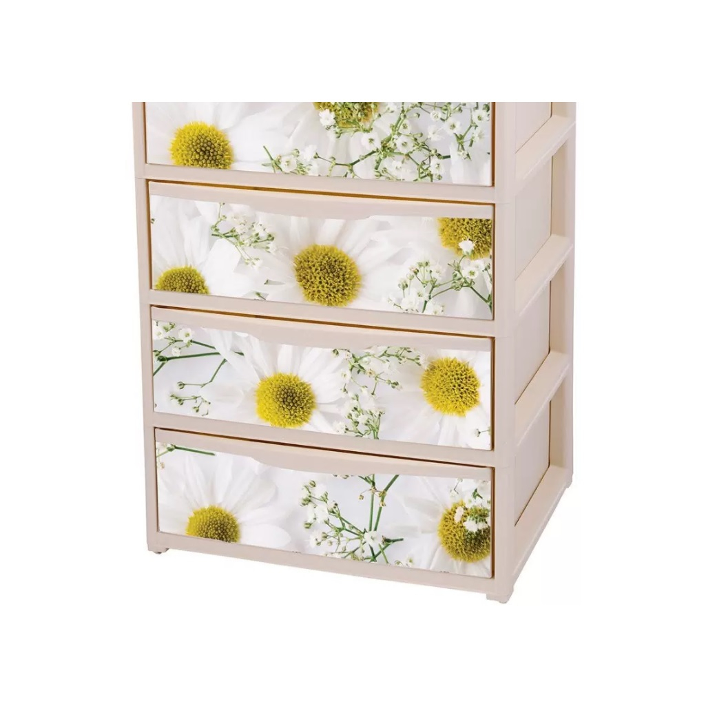 Комод ЭльфПласт Elegance 444, 4 ящика, прямоугольный, с рисунком, 410х555х810 мм