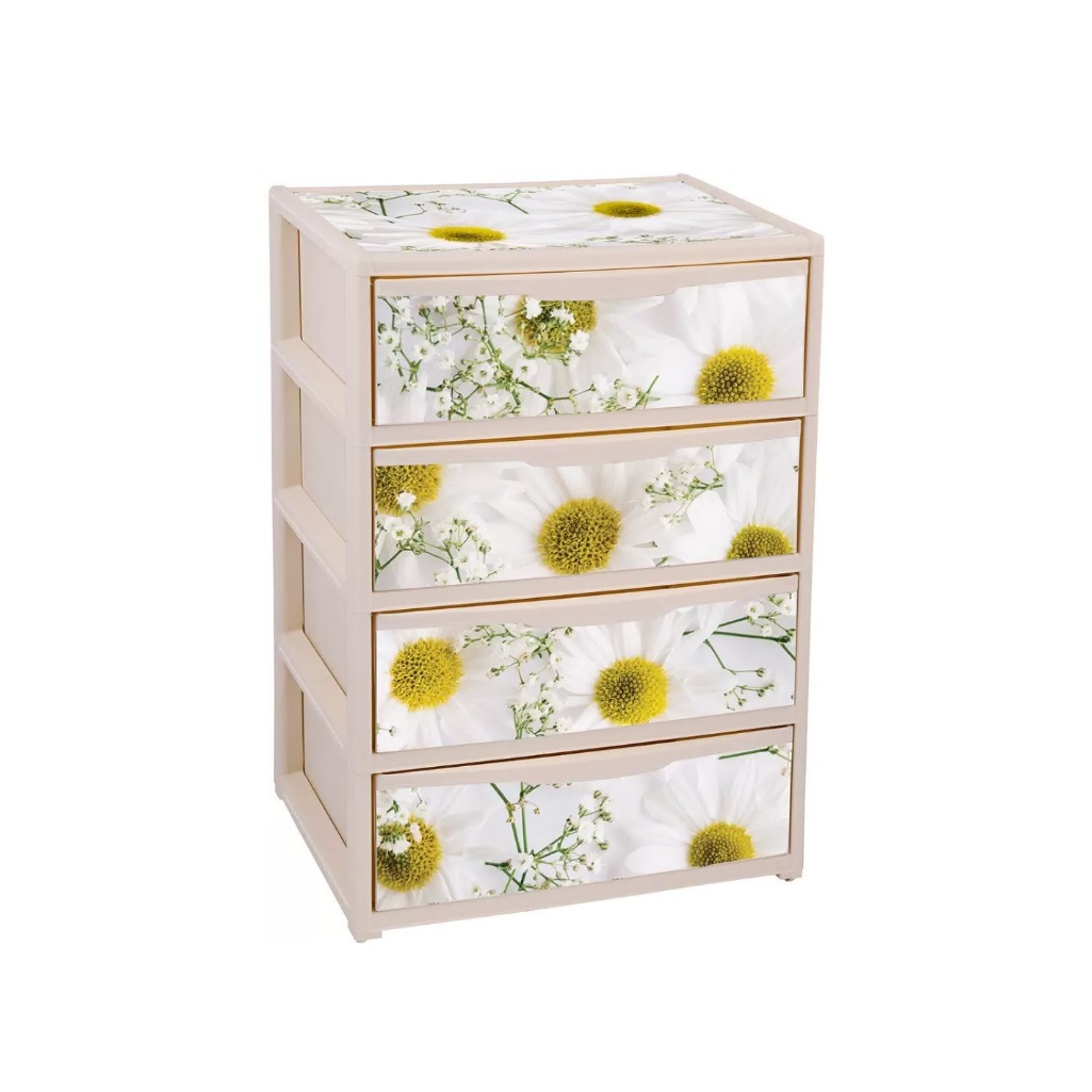 Комод ЭльфПласт Elegance 444, 4 ящика, прямоугольный, с рисунком, 410х555х810 мм