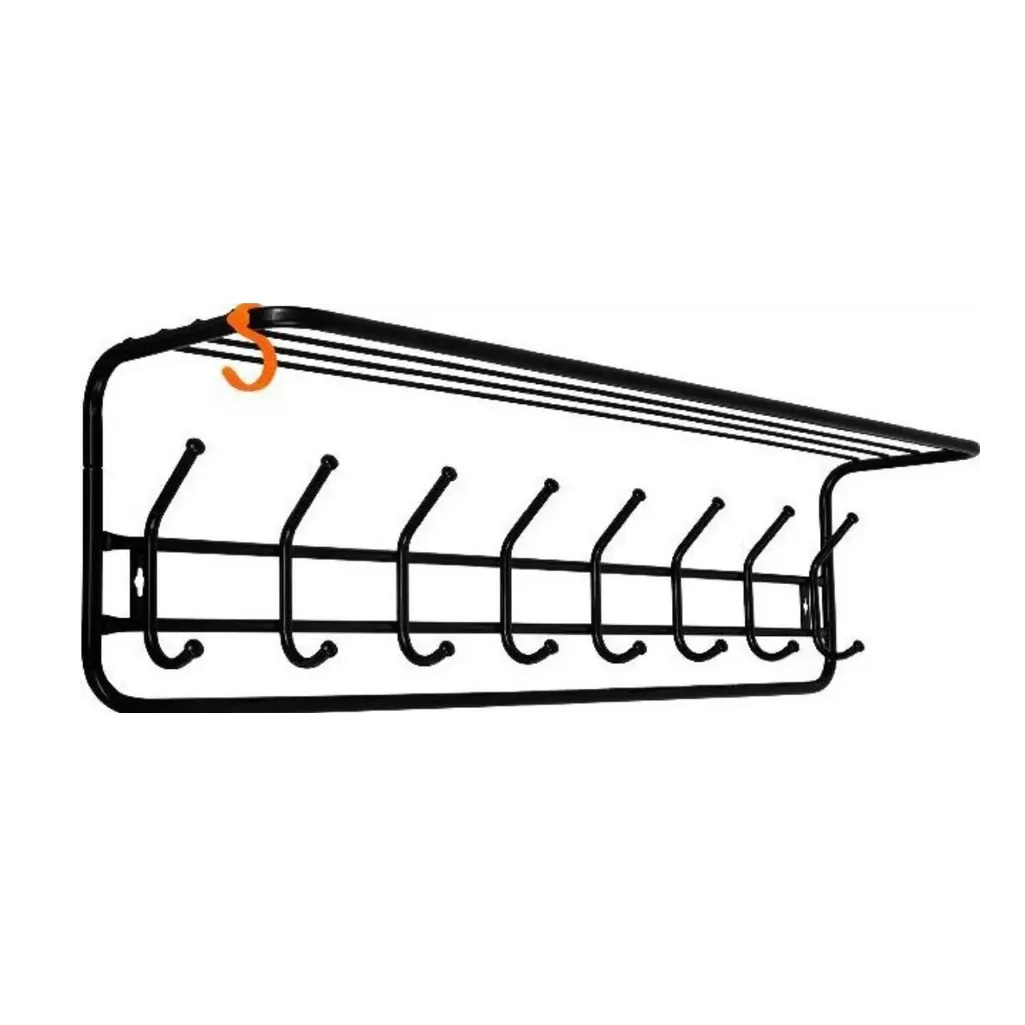 Вешалка настенная с полкой Зми 100, ВСП 169, 8 крючков, черная 220х265х975 мм