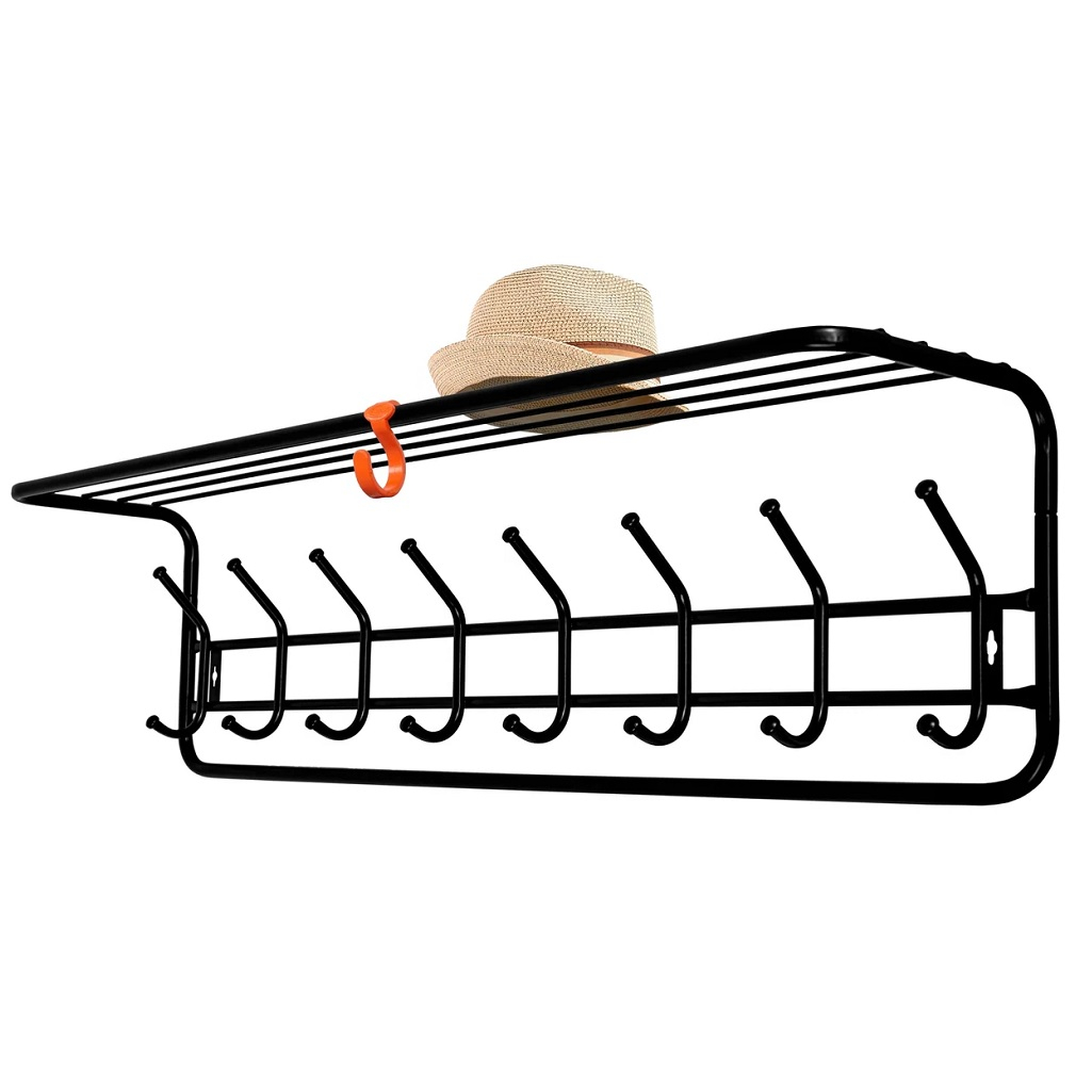 Вешалка настенная с полкой Зми 100, ВСП 169, 8 крючков, черная 220х265х975 мм