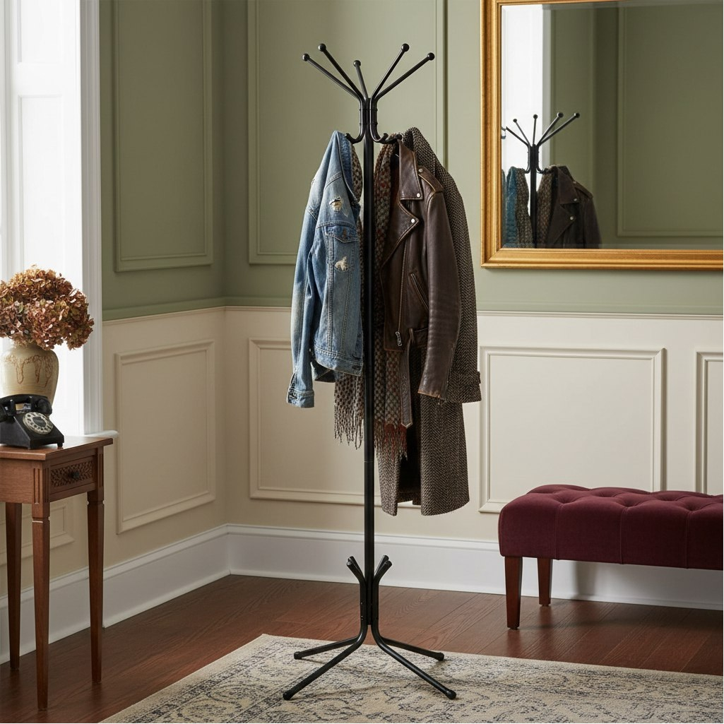 Вешалка-стойка напольная Зми Луч 5 ВНП 361, h 1770 мм, d 630 мм, черный