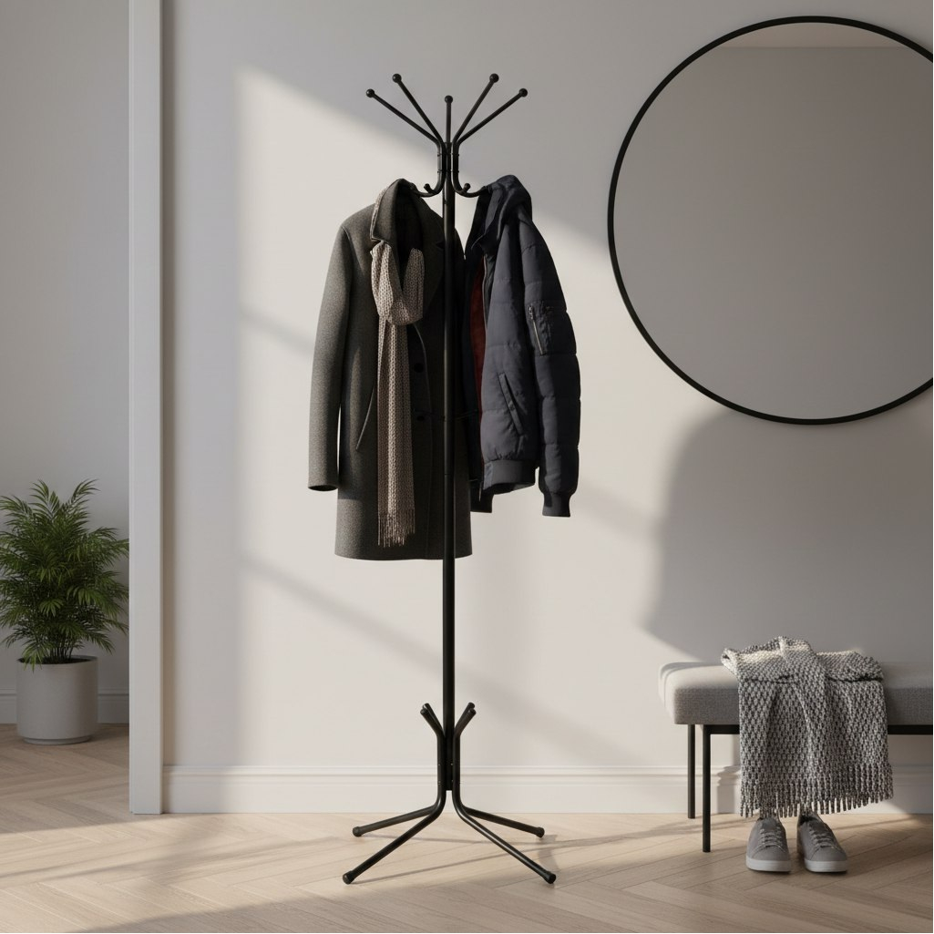 Вешалка-стойка напольная Зми Луч 5 ВНП 361, h 1770 мм, d 630 мм, черный