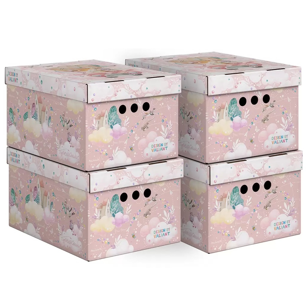 Коробка для хранения Valiant Путешастики KCTN-TRP-4S, складная, 185х250x330 мм, с крышкой, картон 