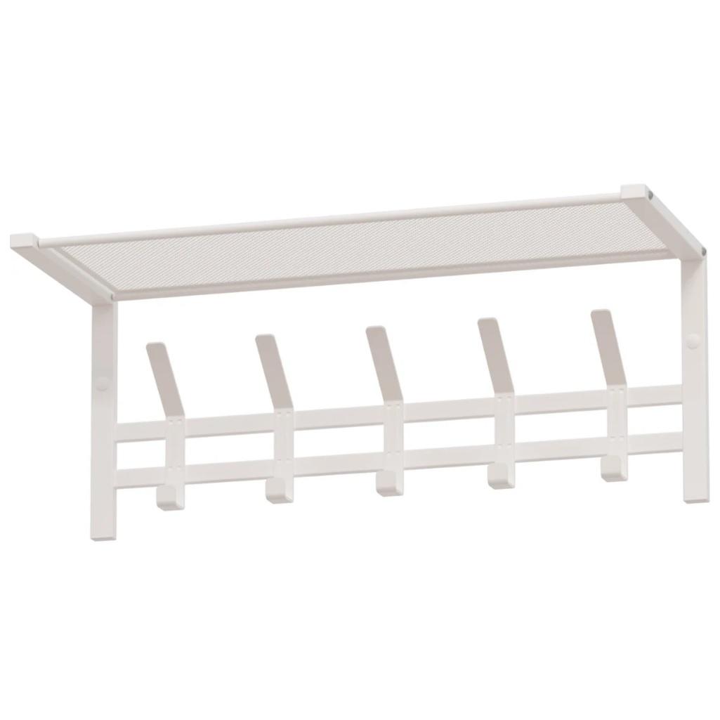 Вешалка настенная с полкой ЗМИ Торонто 21, ВСПТ21Б, 5 крючков, цвет белый, 270х270х670 мм