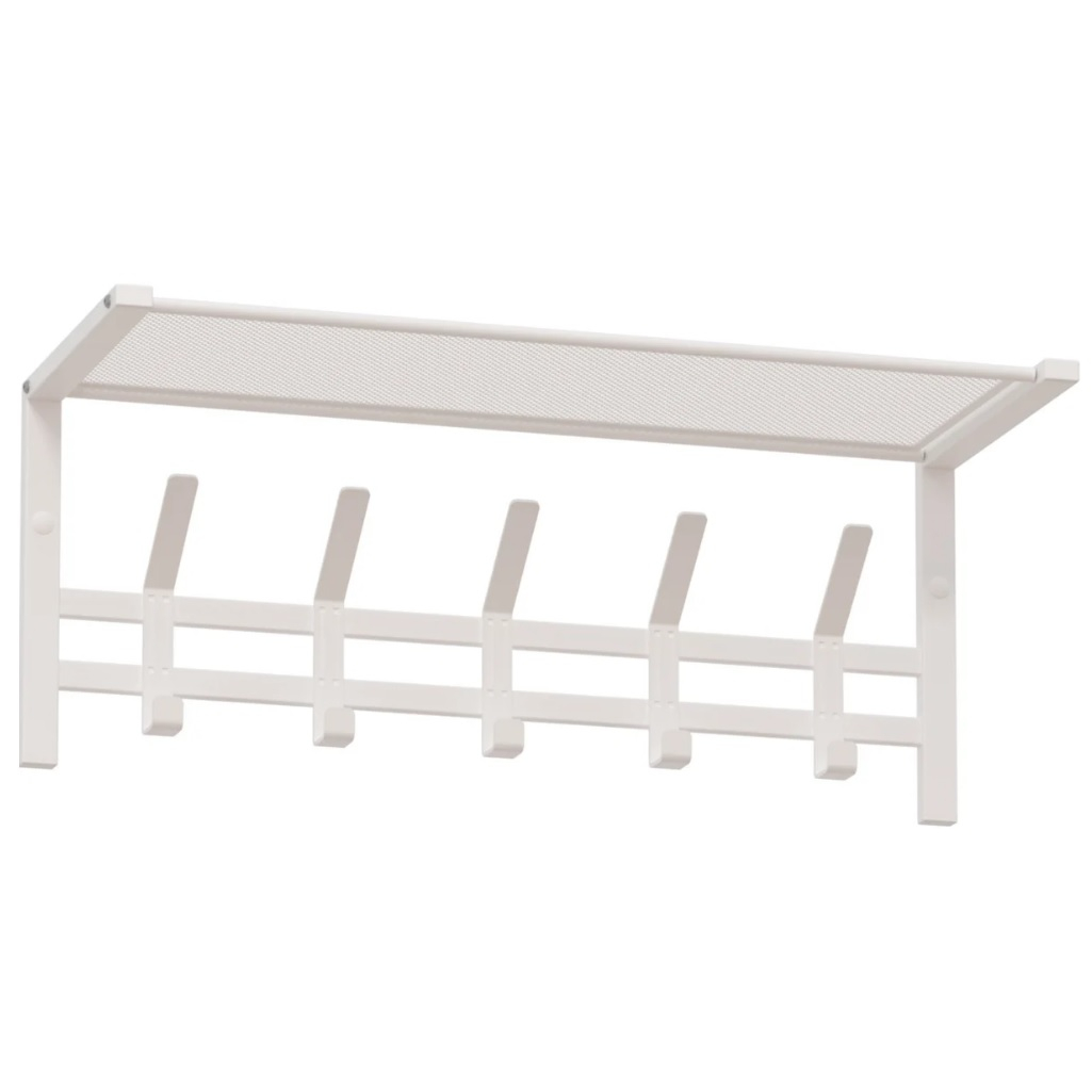 Вешалка настенная с полкой ЗМИ Торонто 21, ВСПТ21Б, 5 крючков, цвет белый, 270х270х670 мм