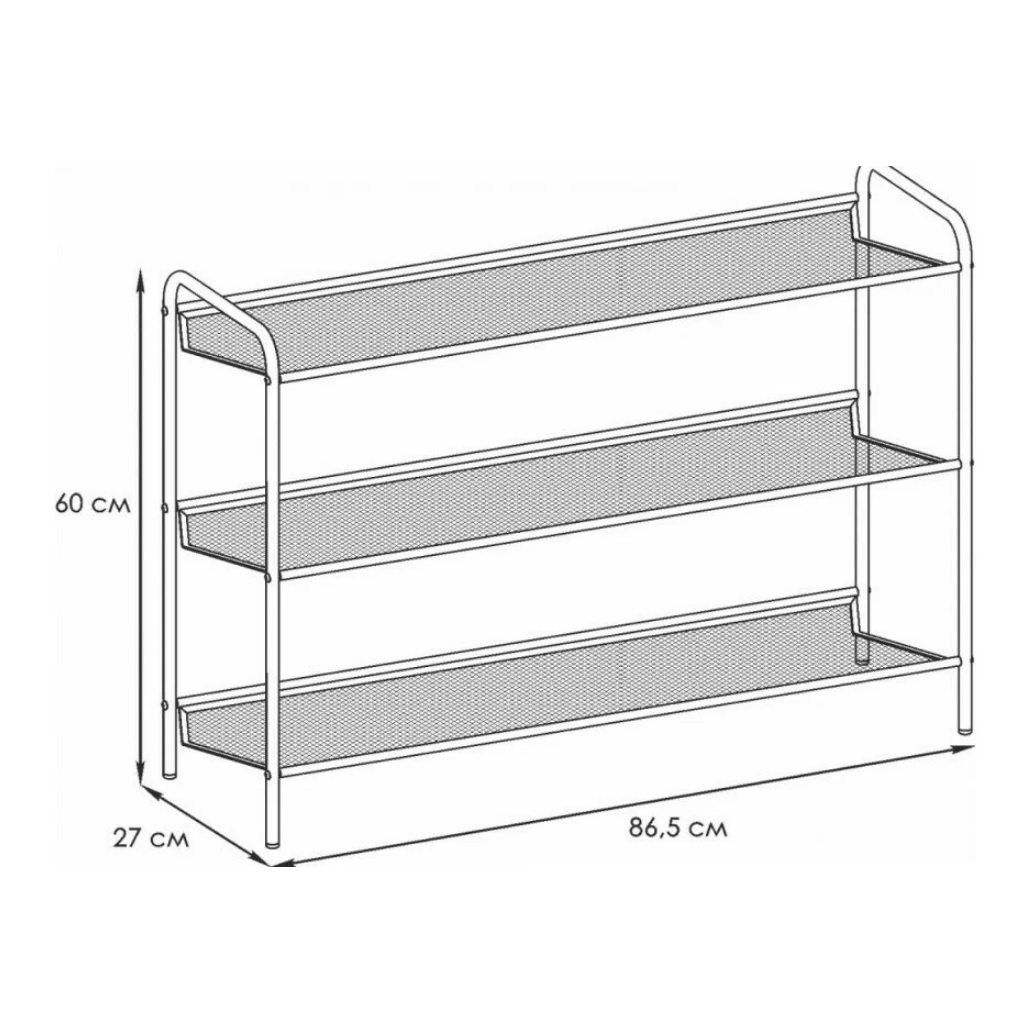 Подставка для обуви ЗМИ Женева 33, ПДО Ж33, 3 полки, цвет черный, 260х600х870 мм