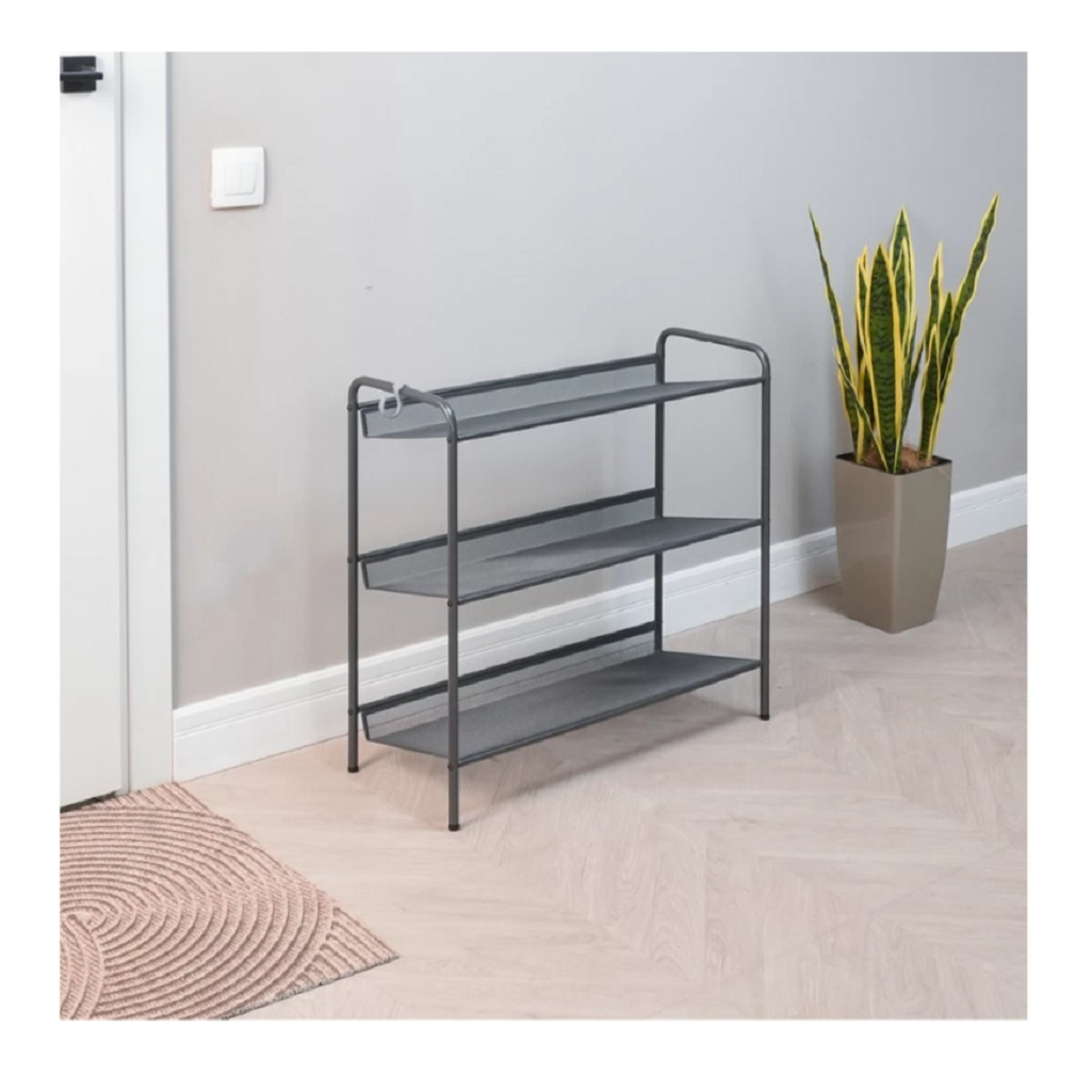 Подставка для обуви Зми Женева 23, 250957, металлическая 3 полки, графит, 270х600х645 мм