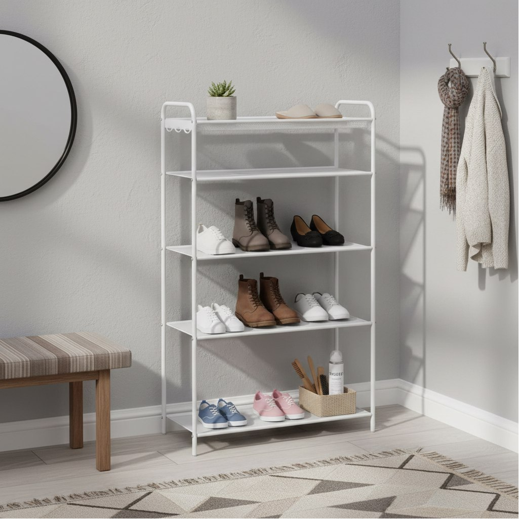 Подставка для обуви ЗМИ Верона 25 ПДОВ25 Б, 5 полок, белая, 30х65х95 см