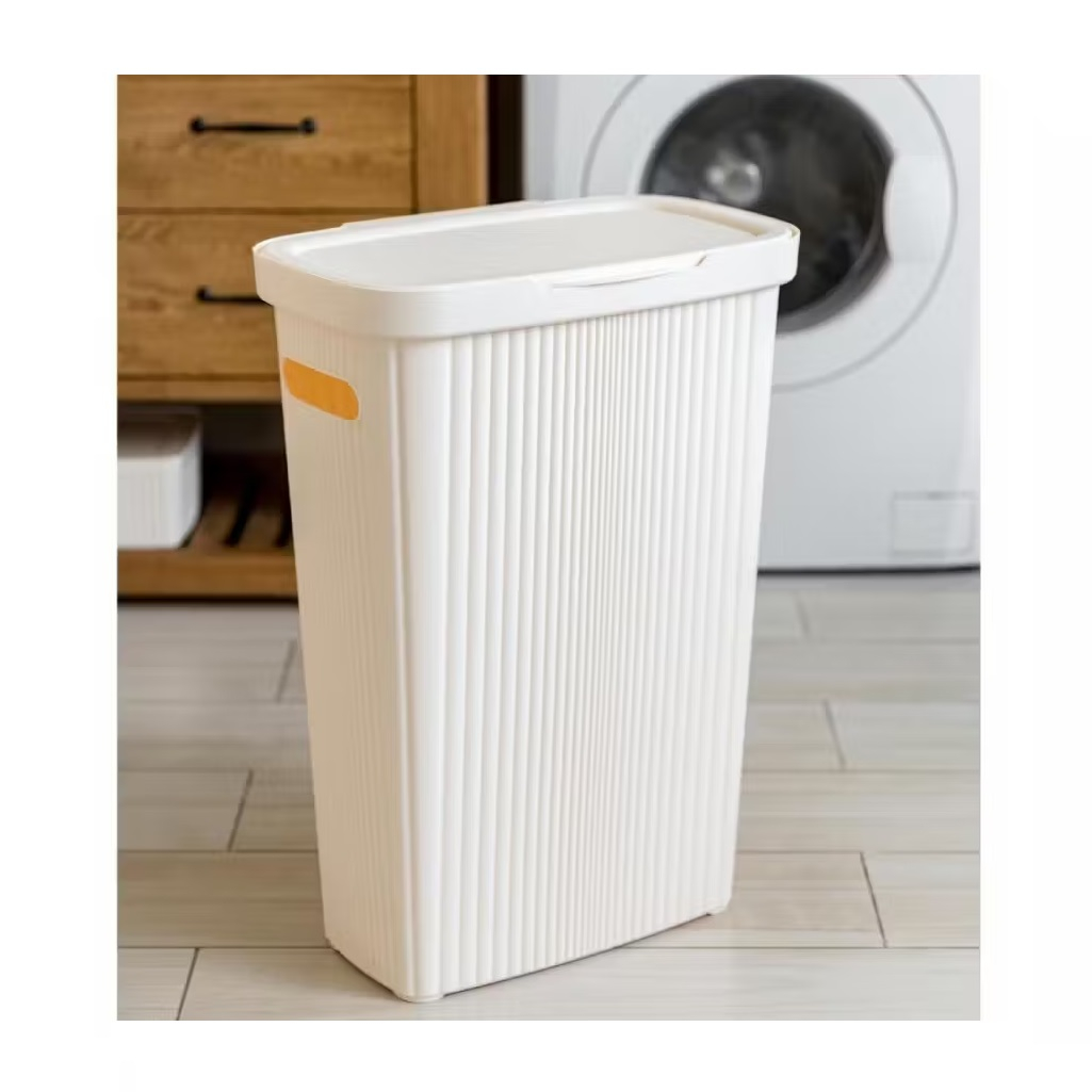 Корзина для белья Econova Velvet 433246207 пластиковая, бежевая, 290х450х630 мм, 45 л