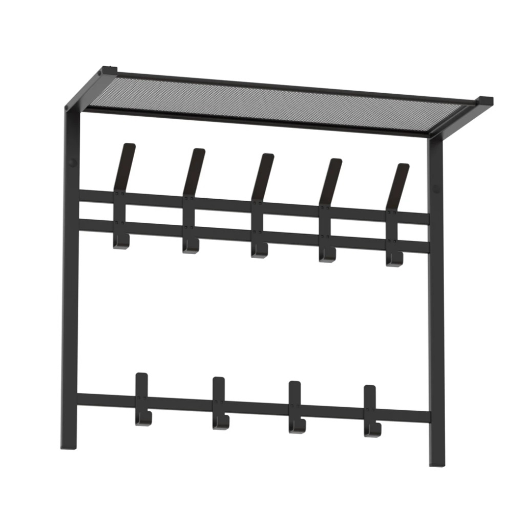 Вешалка настенная ЗМИ Торонто ВСПТ22 с полкой, 9 крючков, графит, 27х58.5х67 см