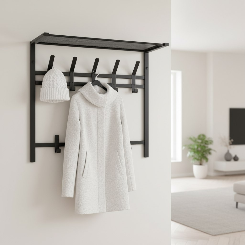 Вешалка настенная ЗМИ Торонто ВСПТ22 с полкой, 9 крючков, графит, 27х58.5х67 см