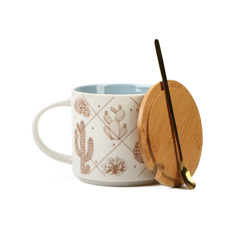 Кружка REMECO Кактус с крышкой и ложкой 470 мл