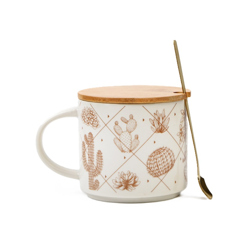 Кружка REMECO Кактус с крышкой и ложкой 470 мл