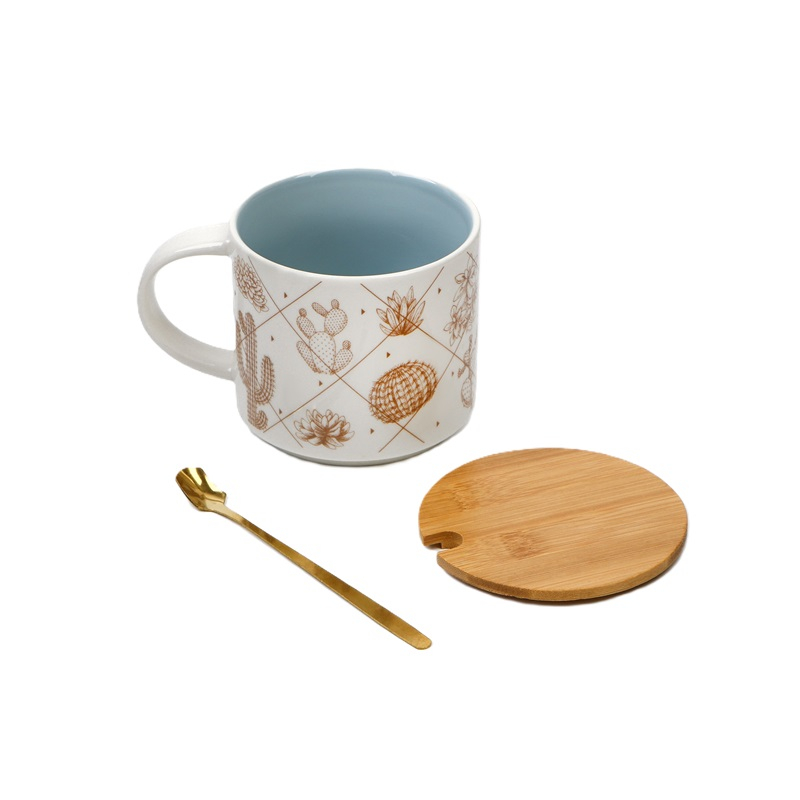 Кружка REMECO Кактус с крышкой и ложкой 470 мл