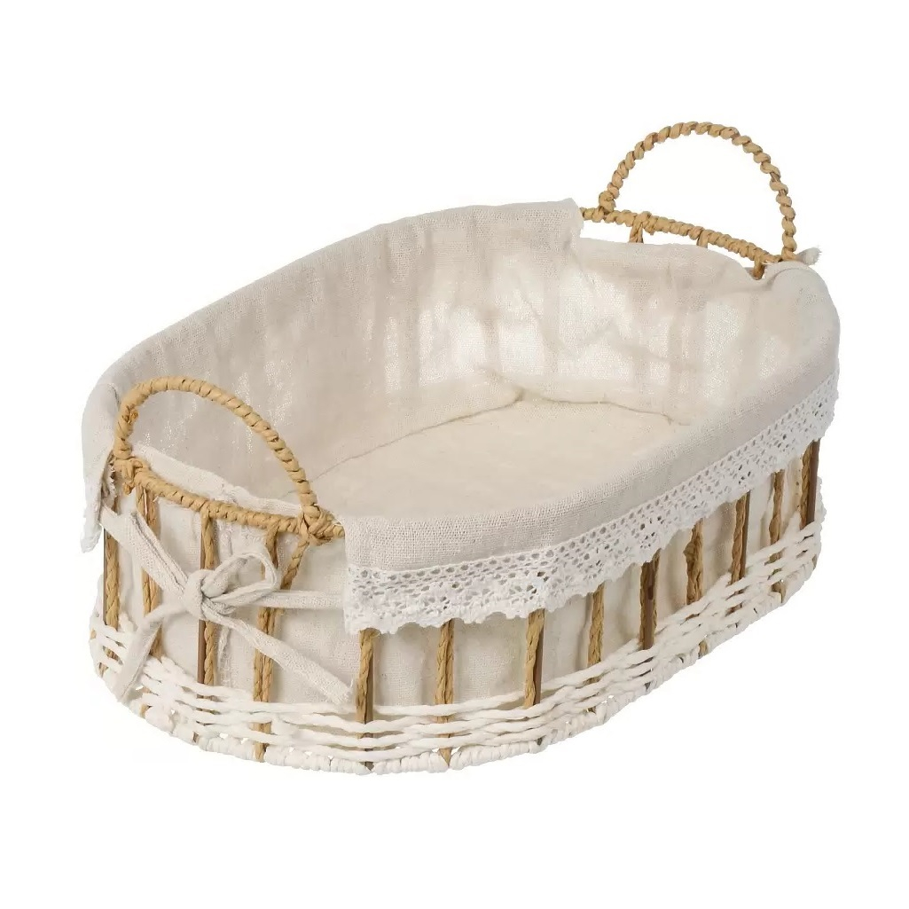 Корзина овальная Y4-9661, плетеная, текстильная вкладка, 110х240х360 мм