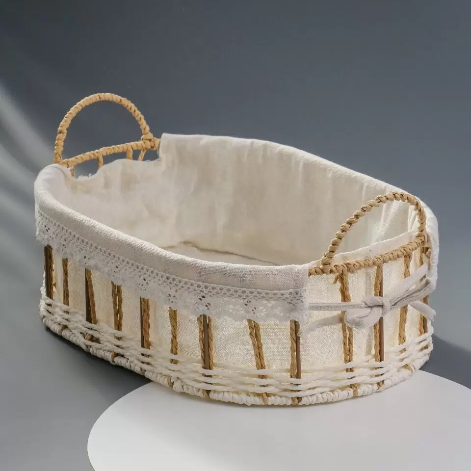 Корзина овальная Y4-9661, плетеная, текстильная вкладка, 110х240х360 мм
