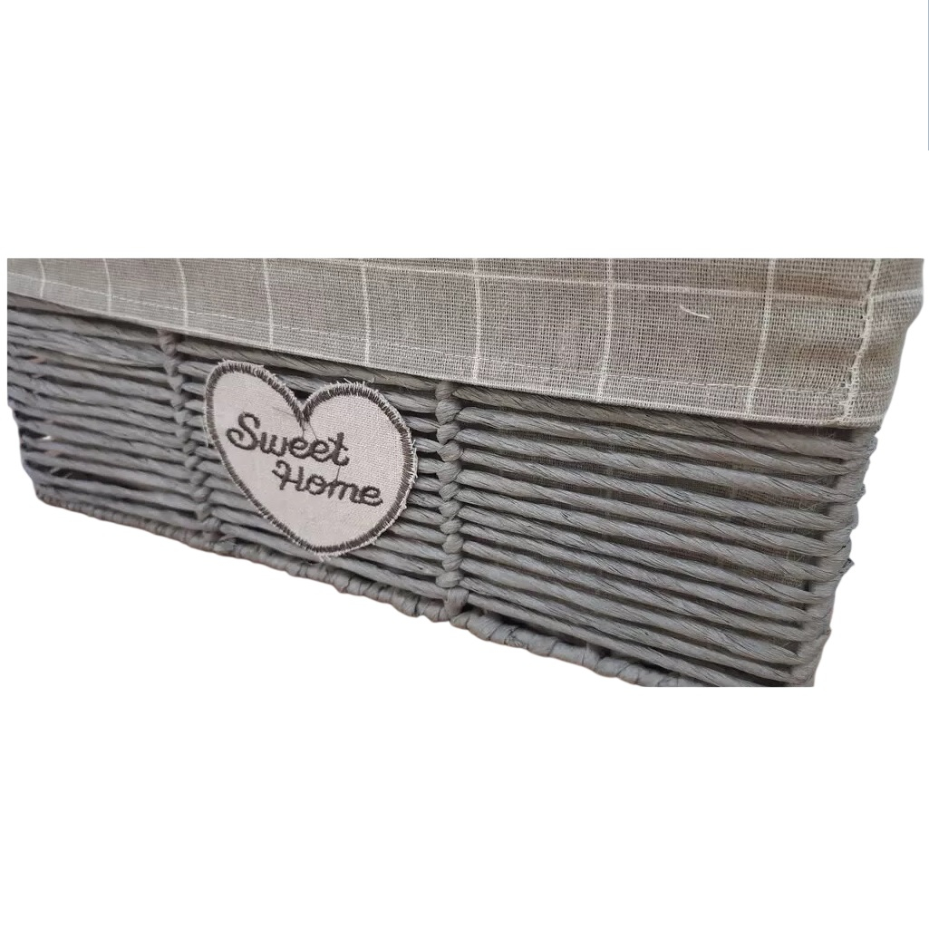 Корзина прямоугольная Y4-7630, плетеная, с крышкой, текстильная вкладка, 170х280х380 мм