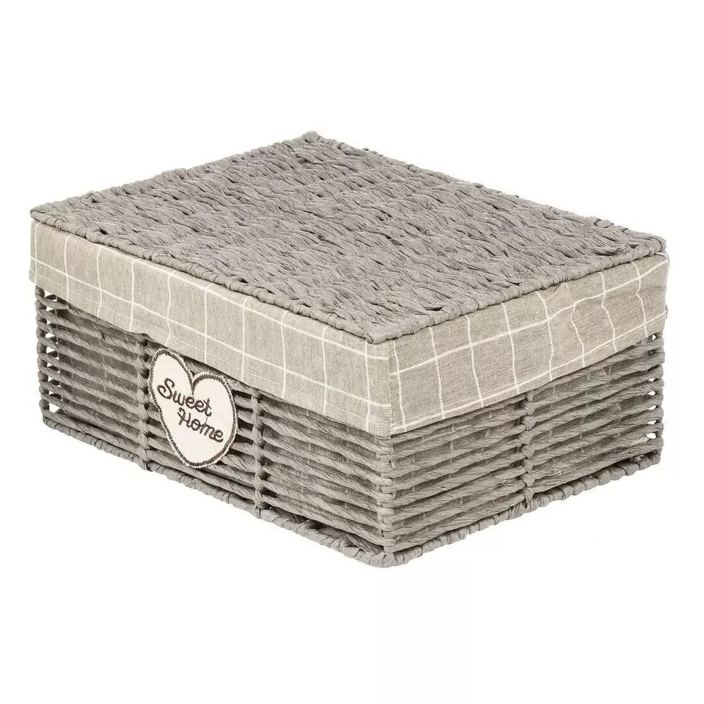 Корзина прямоугольная Y4-7630, плетеная, с крышкой, текстильная вкладка, 170х280х380 мм