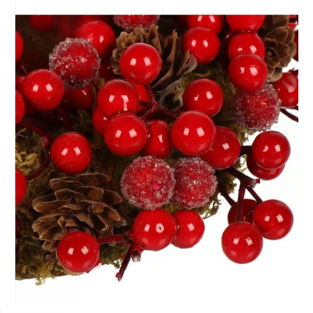 Подсвечник SYSGZSA-4623021, 1 свеча, с ягодами, для свечи до 9 см, коричнево-красный