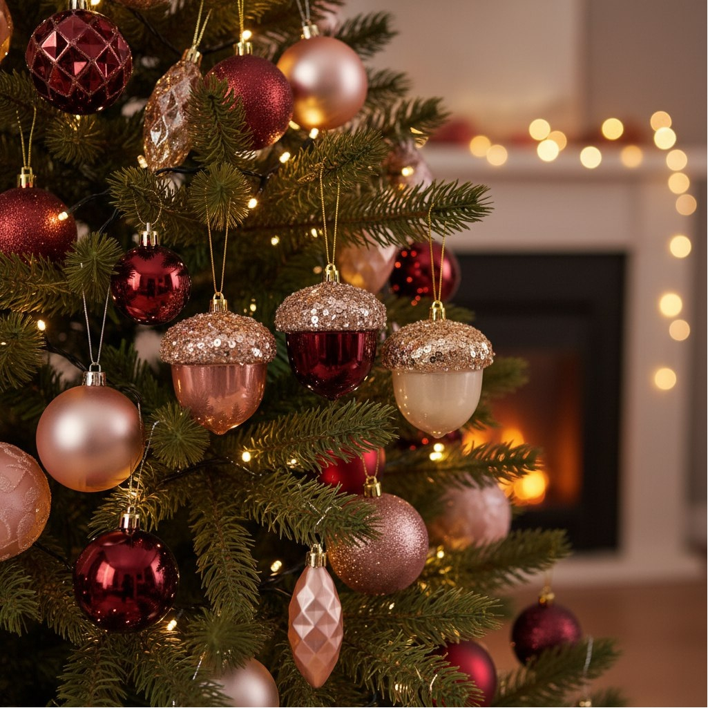 Набор елочных украшений SYQB2-0123035, 262468, Желуди, разноцветный, 8х10 см, в упаковке 3 штуки