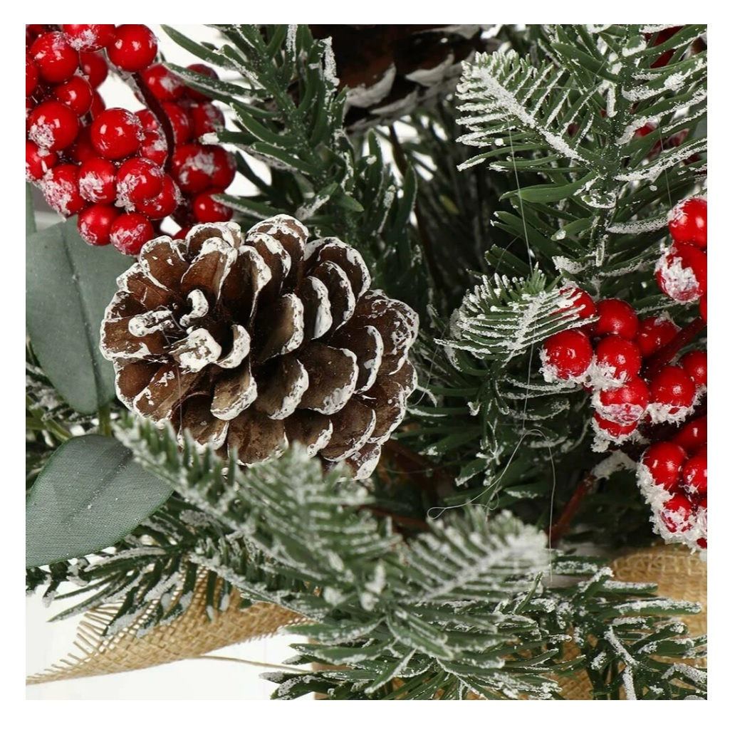Композиция новогодняя SYSPS -0823119, настольная, с ягодами и шишками, высота 27 см