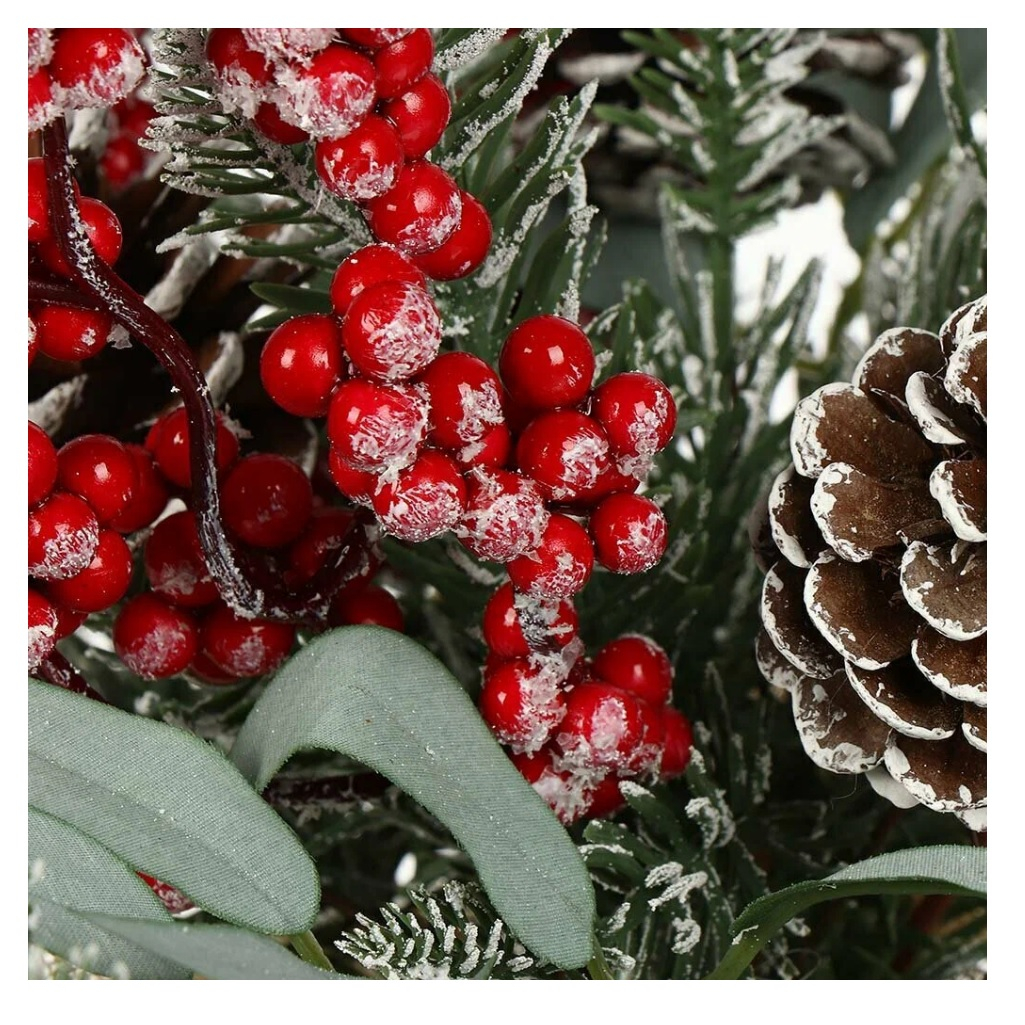 Композиция новогодняя SYSPS -0823119, настольная, с ягодами и шишками, высота 27 см