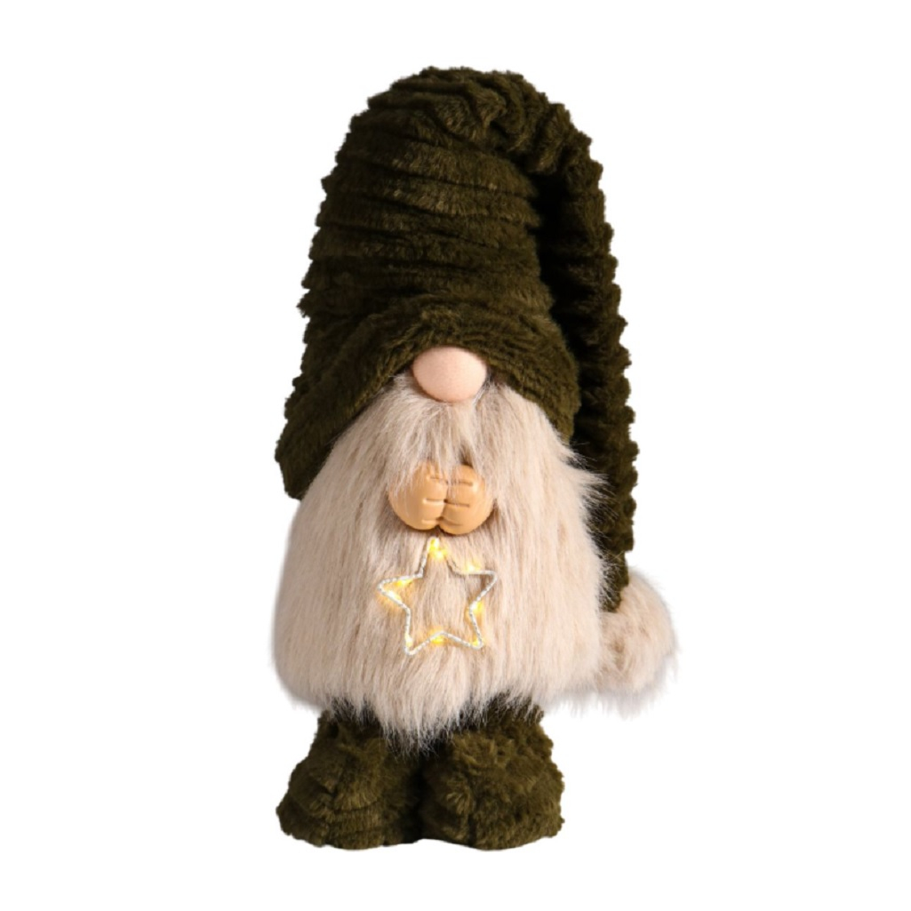 Кукла интерьерная Simaland 10870205, Гном в колпаке, держит звездочку, светящаяся, высота 33-65 см
