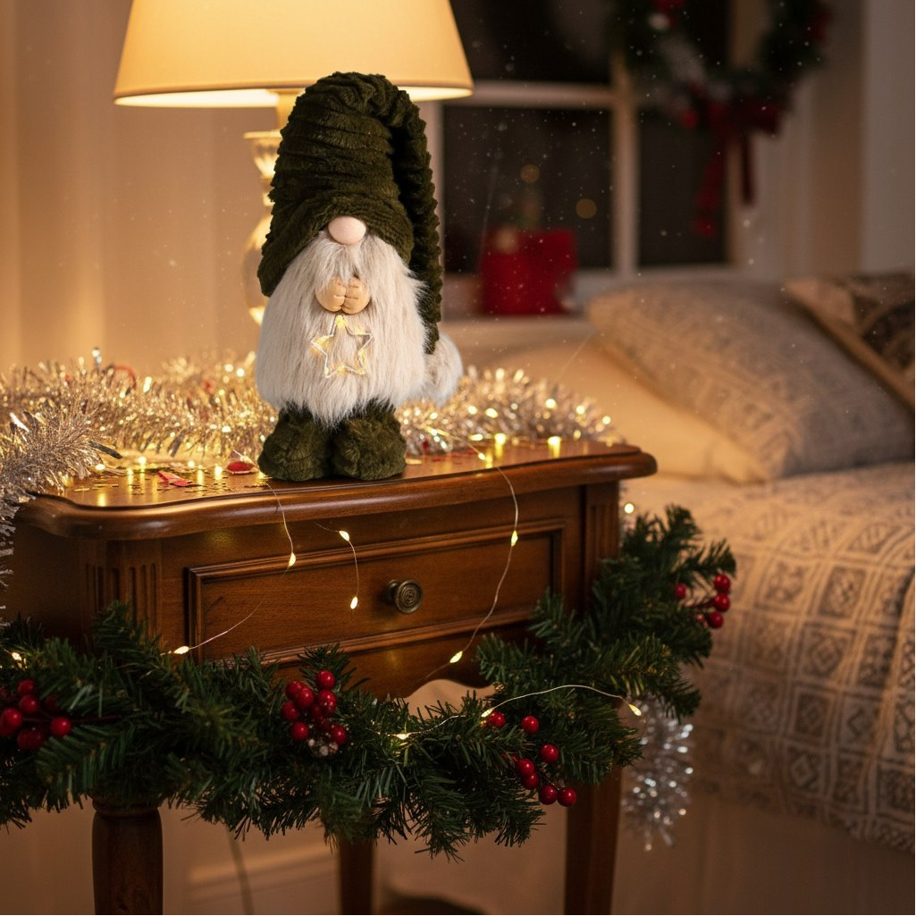 Кукла интерьерная Simaland 10870205, Гном в колпаке, держит звездочку, светящаяся, высота 33-65 см