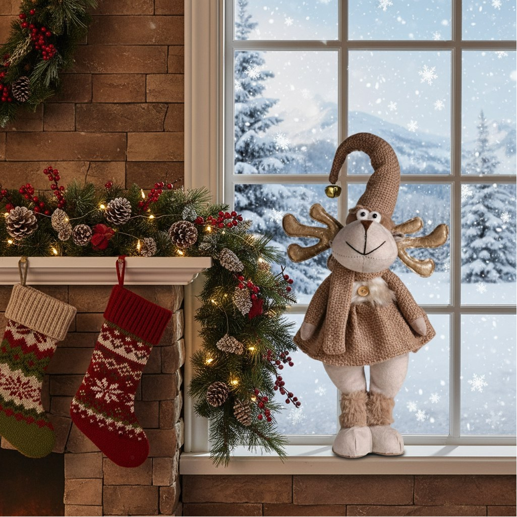 Кукла интерьерная Simaland 10873943, Лосиха-девочка в бежевом наряде, 120х200х430 мм